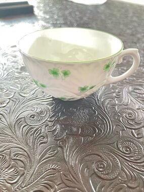 Coal Port England White Porcelain Tea Cup with Green Shamrock ERIN